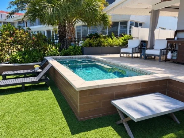 Compact pool and backyard lounge